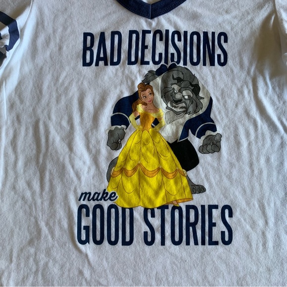DISNEY BEAUTY AND THE BEAST BAD DECISIONS GOOD STORIES SHIRT SIZE SMALL - Picture 4 of 8